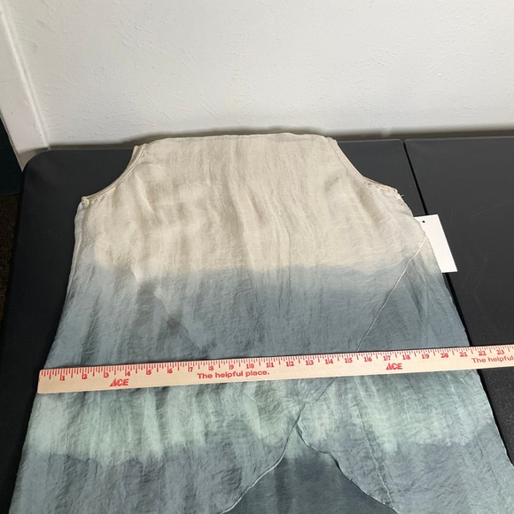 Fleur de Lis Dress Beige Green Ombre Overlay Layered L Cruise Resortwear Travel - Picture 13 of 15